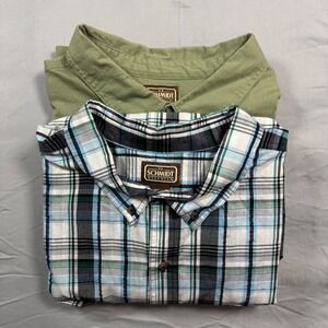 Lot of 2 C.E. Schmidt Workwear Mens 4XL Short Sleeve Shirt Plaid Green